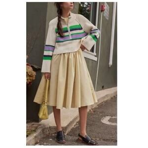 Free People Greta Stripe Half Zip Sweater Size Small